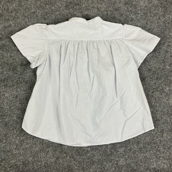 Uniqlo Kids Striped Button-Down Shirt Size 11-12 Blue White Lightweight Top - Picture 6 of 7